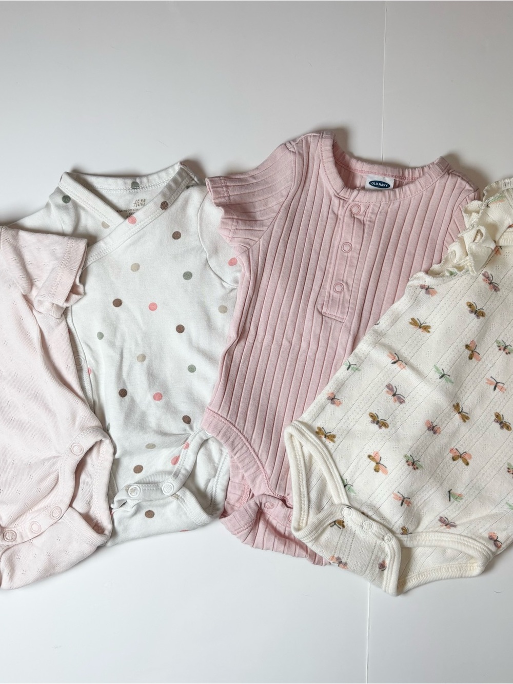 Coquette Baby Girls 0-3M Bodysuits Lot of 4 Butterflies Polka Dots Summer